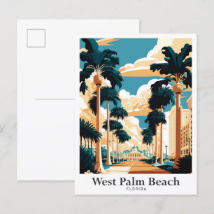 West Palm Beach Florida Art Travel Illustratie Briefkaart