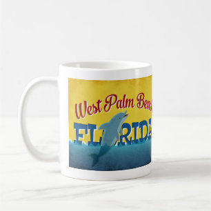 West Palm Beach Florida Dolphin Retro  Trav Koffiemok