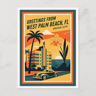 West Palm Beach Florida Retro Travel Briefkaart