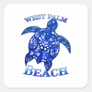 West Palm Beach Florida Vacation Tribal Turtle Vierkante Sticker