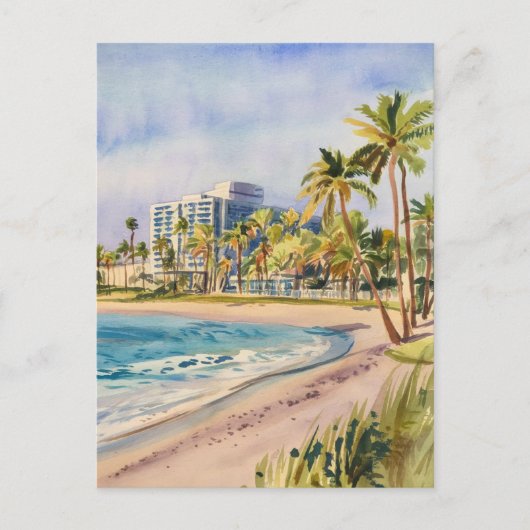 West Palm Beach, Florida, Waterverf schilderkunst Briefkaart (Voorkant)