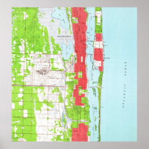 West Palm Beach & Palm Beach FL-kaart (1946) Poster