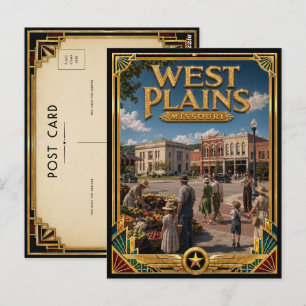 West Plains Missouri Vintage Art Deco Gouden Tijdp Briefkaart