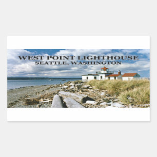 West Point Lighthouse, Seattle Washington Rechthoekige Sticker