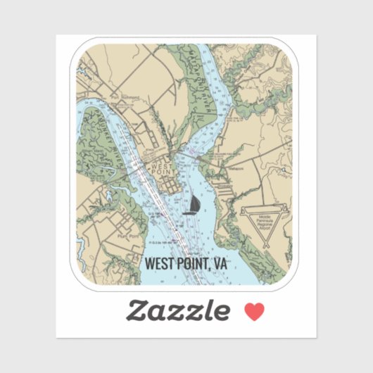 West Point Virginia Chart Sticker (Vel)