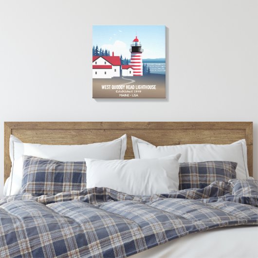 West Quoddy Head Lighthouse Canvas Afdruk (Insitu (Slaapkamer))