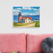 West Quoddy Head Lighthouse, Lubec, Maine Canvas Afdruk (Insitu (Woonkamer))
