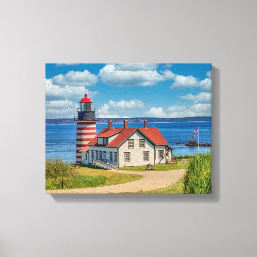 West Quoddy Head Lighthouse, Lubec, Maine Canvas Afdruk (Voorkant)