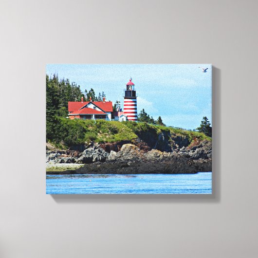 West Quoddy Head Lighthouse, Maine Canvas Afdruk (Voorkant)