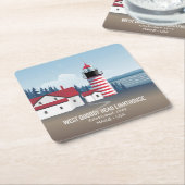 West Quoddy Head Lighthouse Vierkante Kartonnen Onderzetter (Schuin)