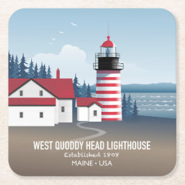 West Quoddy Head Lighthouse Vierkante Kartonnen Onderzetter
