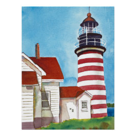 West Quoddy Head Vuurtoren 20 "x26.67Glanzend Post Perfect Poster