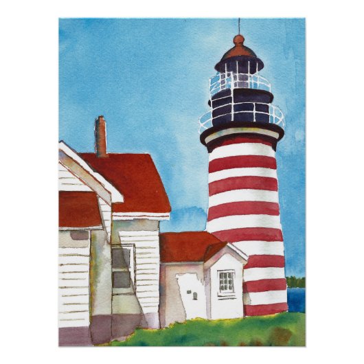 West Quoddy Head Vuurtoren 20 "x26.67Glanzend Post Perfect Poster (Voorkant)