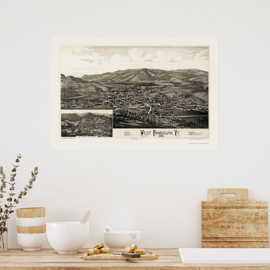 West Randolph, VT Panoramic Map - 1886 Poster (Keuken)