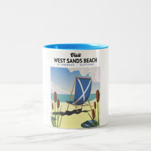 West Sands Beach, St Andrews Schotland Tweekleurige Koffiemok