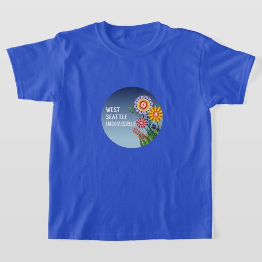 West Seattle Indivisible Kids Blue Flower t-shirt (Poser)