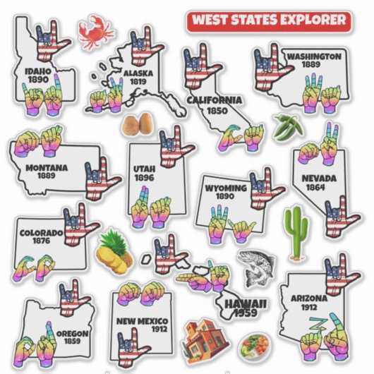 West States Explorer — Educational Sticker (Devant)