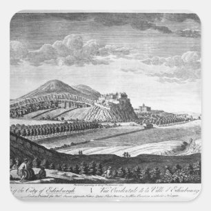 West-Uitzicht van de stad Edinburgh, 1753 Vierkante Sticker