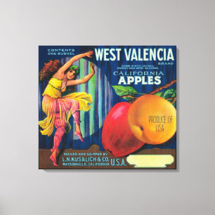West Valencia Apple Crate LabelWatsonville, CA Canvas Afdruk