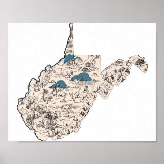 West Virginia  Afbeelding Map Poster (Voorkant)