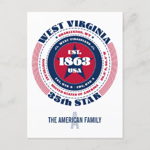 West Virginia, Charleston, WV, Patriottisch, Monog Briefkaart