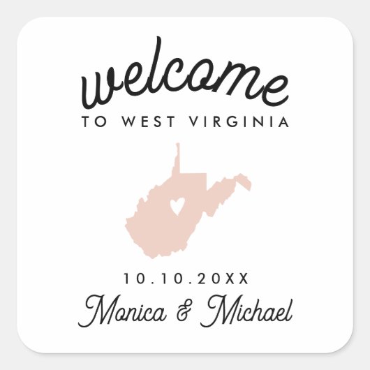WEST VIRGINIA Destination Weduwen OM HET EVEN WELK Vierkante Sticker (Voorkant)