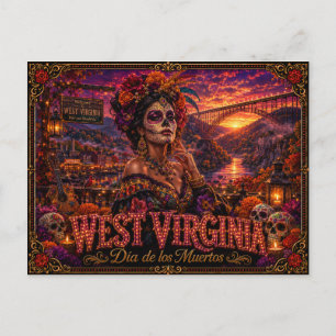 West Virginia Día de los Muertos Retro Briefkaart