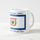 West Virginia Flag en Motto 20 oz Mok (Voorkant rechts)