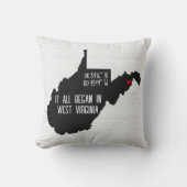 West Virginia GPS-coördinaten met hart Kussen (Voorkant)