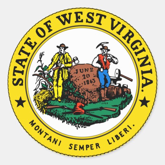 West Virginia Great Seal Ronde Sticker (Voorkant)