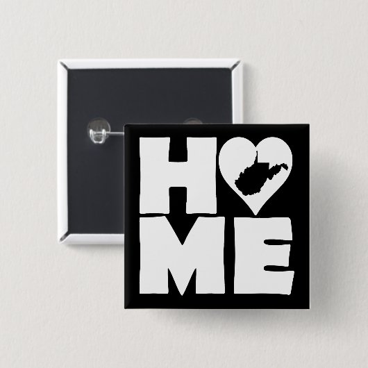 West Virginia Home Heart State Button Badge Pin (Devant & derrière)