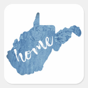 West Virginia Home houtnerf Vierkante Sticker