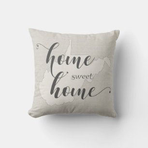 West Virginia - Home Sweet Home burlap-look Kussen