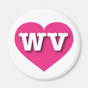 West Virginia Hot Pink Heart - Ik hou van WV Magneet