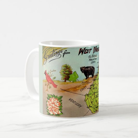 West Virginia Kaart Mok (Voorkant links)