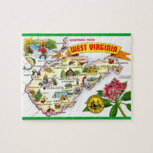 West Virginia Kleurrijke kaart Puzzel