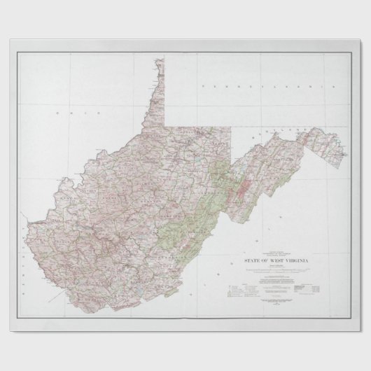 West Virginia Map (1984) WV State Atlas Cadeaupapier (Vlak)