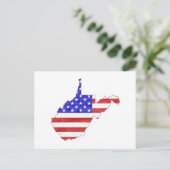 West Virginia Map Shaped Patriotic American Flag Briefkaart (Staand voorkant)