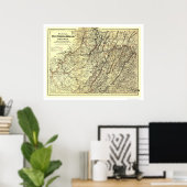 West Virginia Midland Railroad Map 1883 Poster (Thuiskantoor)