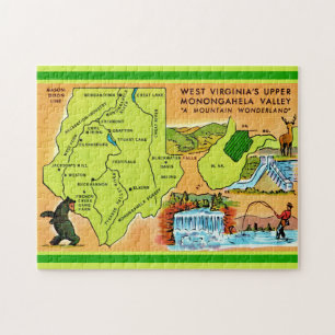West Virginia Monongahela Valley Kaart Legpuzzel