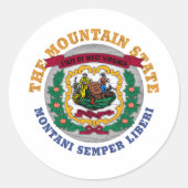 WEST VIRGINIA MOUNTAIN STATE FLAG RONDE STICKER (Voorkant)