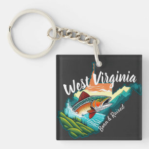 West Virginia Mountain State Reel Vist sport Sleutelhanger