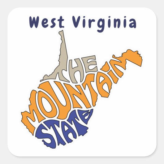 West Virginia Nickname Word Art Vierkante Sticker (Voorkant)