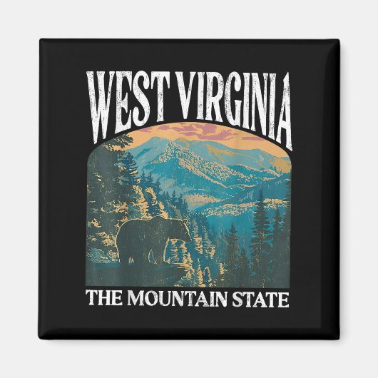 West Virginia Retro Beer Mountain Graphic Magneet (Voorkant)