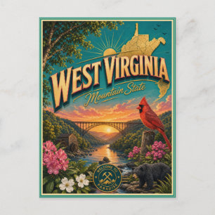 West Virginia Retro Reis Souvenir Prentbriefkaart Briefkaart