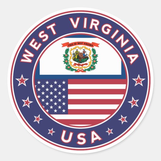West Virginia Ronde Sticker (Voorkant)