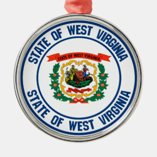 West Virginia Round Emblem Metalen Ornament