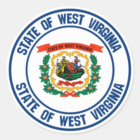 West Virginia Round Emblem Ronde Sticker (Voorkant)