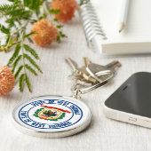 West Virginia Round Emblem Sleutelhanger (Zijkant)