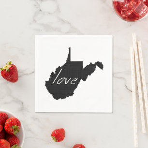 West Virginia Shaped Chalkboard Virginiaanse Love Servetten